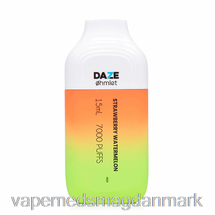 Vape Juice 7 Daze Ohmlet 7000 0% Nul Nikotin Engangs Jordbær Vandmelon